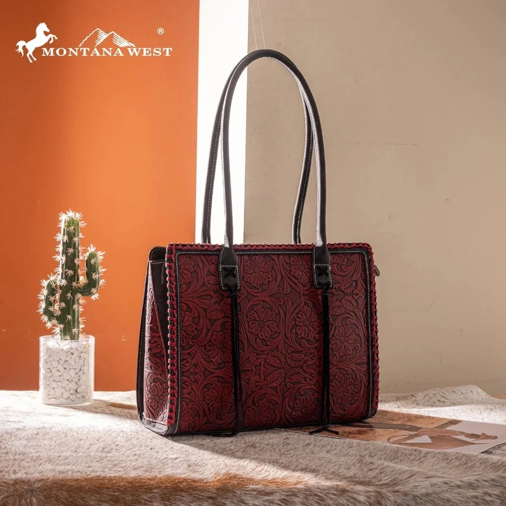 Montana West Tooled Concealed Carry Tote Black